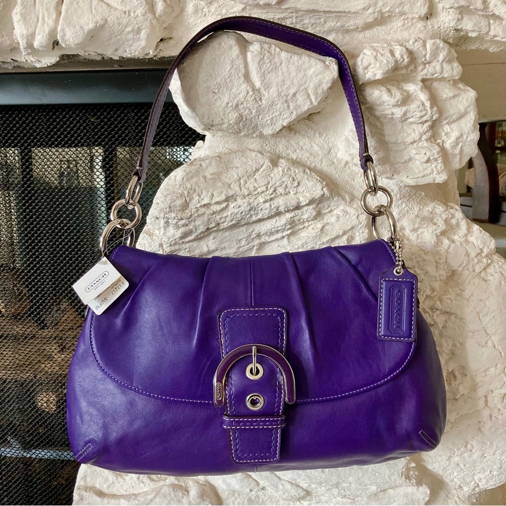 NWT Coach F17217 Vintage Purple Pleated Soho Leather w/Buckle Shoulder Bag - Picture 5 of 15